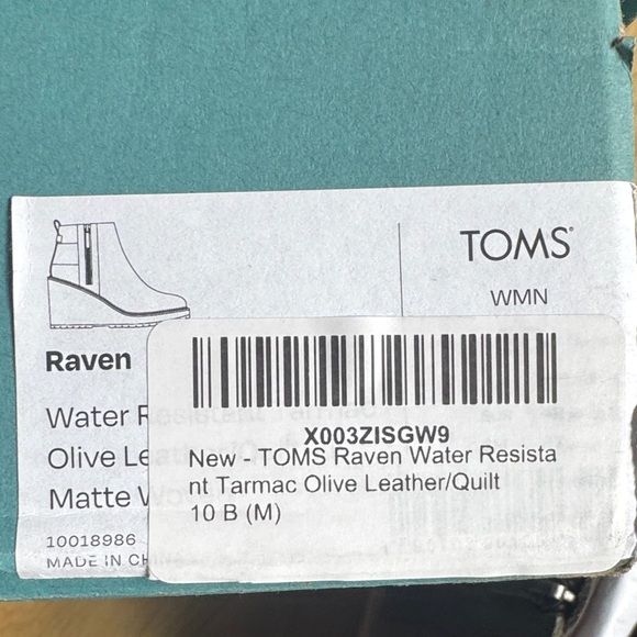TOMS Size 10 Women's Tarmac Olive water resistant Wedge Ankle Boots - Picture 13 of 14